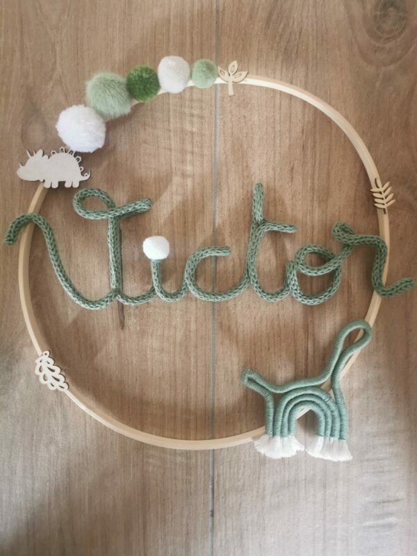 Couronne prénom tricotin avec animaux macramé – Image 5
